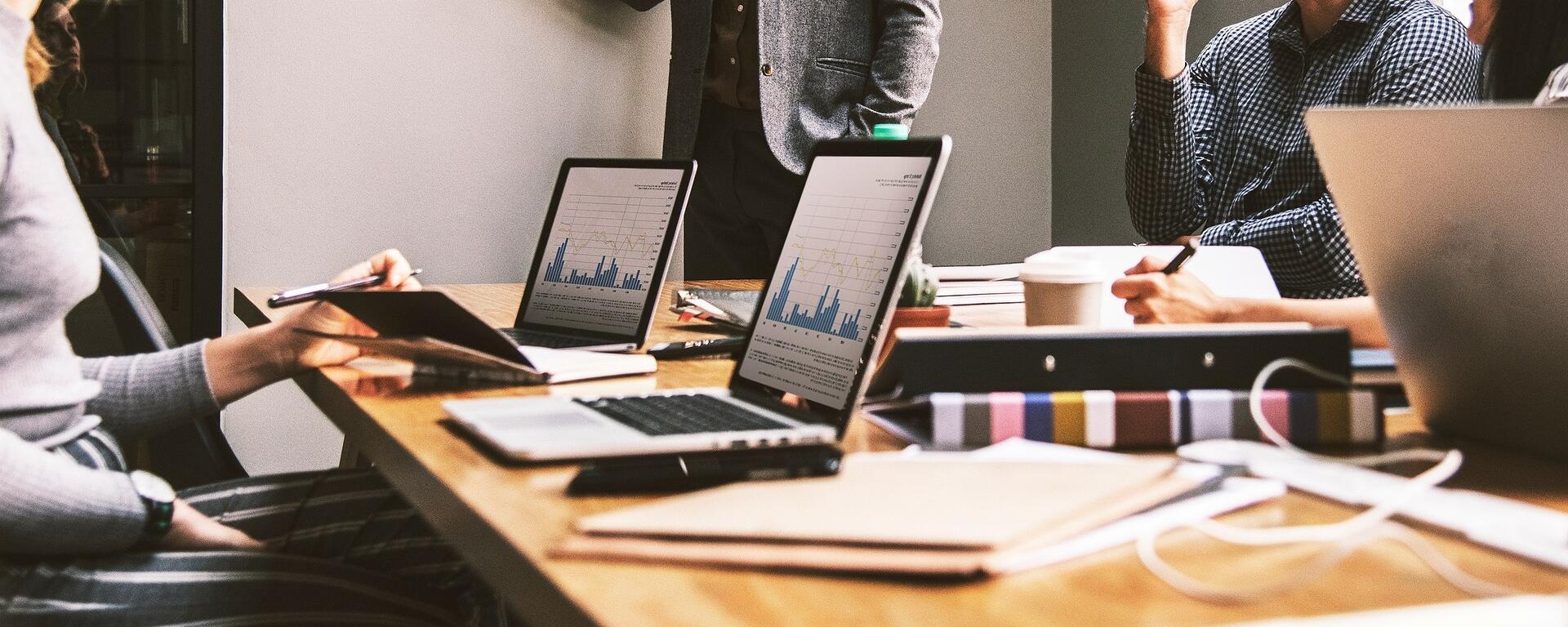 business meeting with laptops