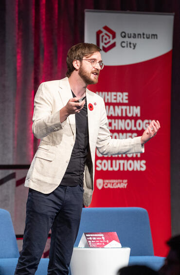 Adam Bene Watts talks to the crowd